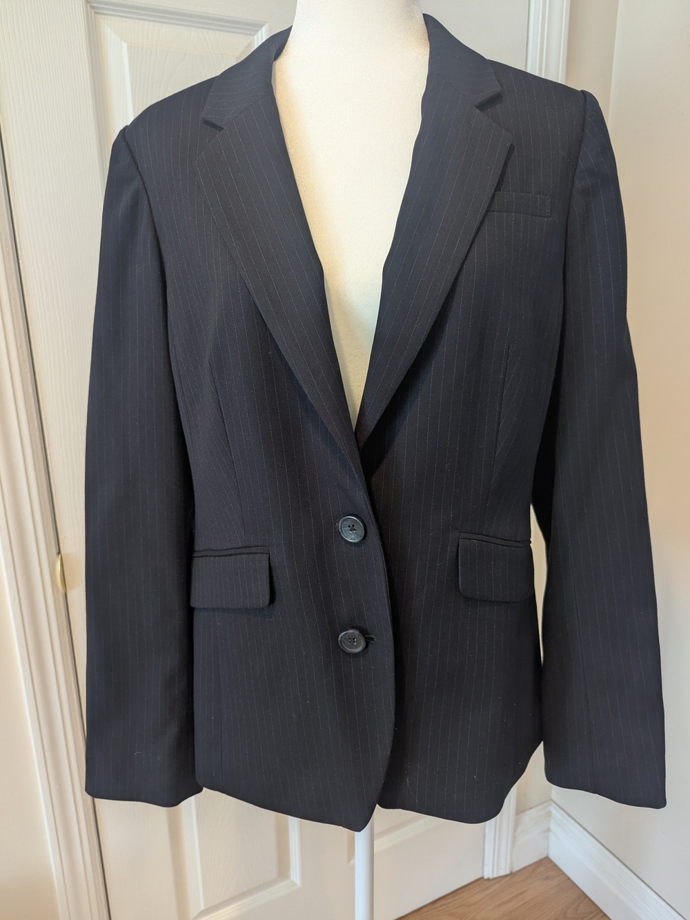 Banana Republic Charcoal Pinstripe Two-Button Blazer
